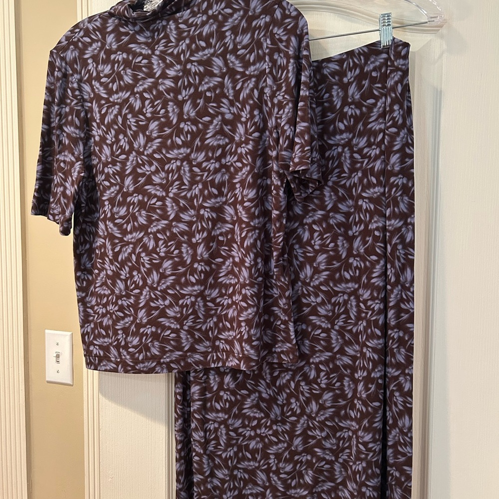 Madewell Brown and White Skirt Set